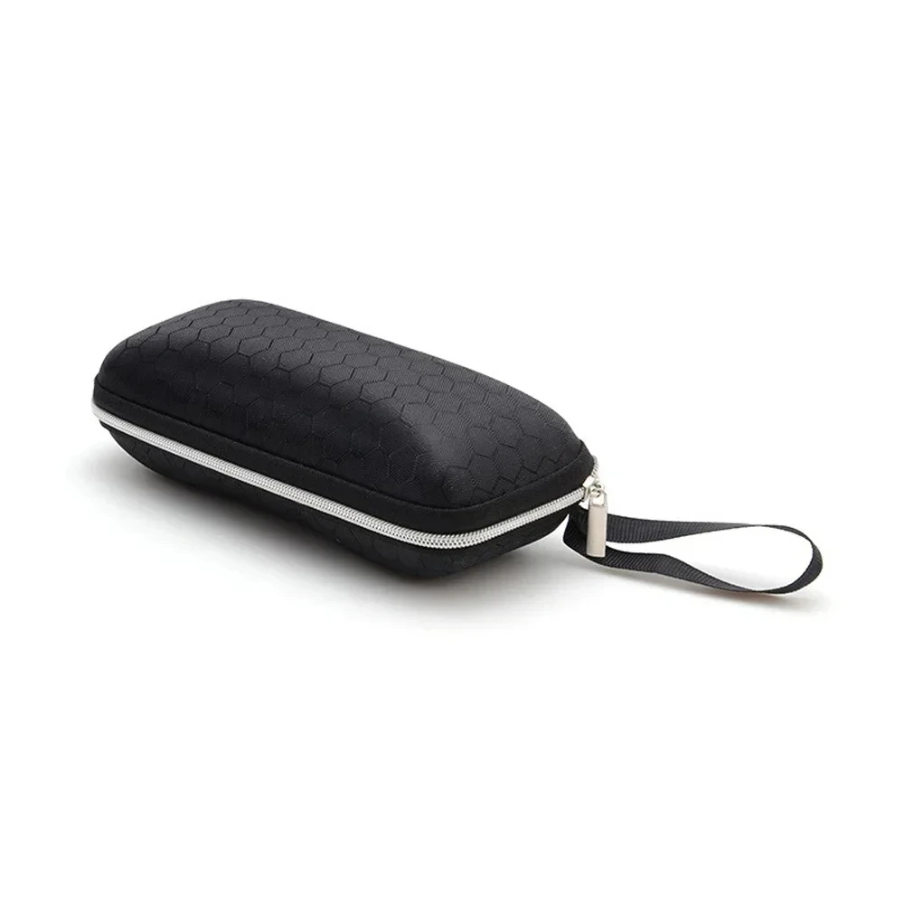 Estuches para gafas, funda para gafas de sol para mujer, caja para gafas con cordón y cremallera, estuches para gafas para hombres: Negro