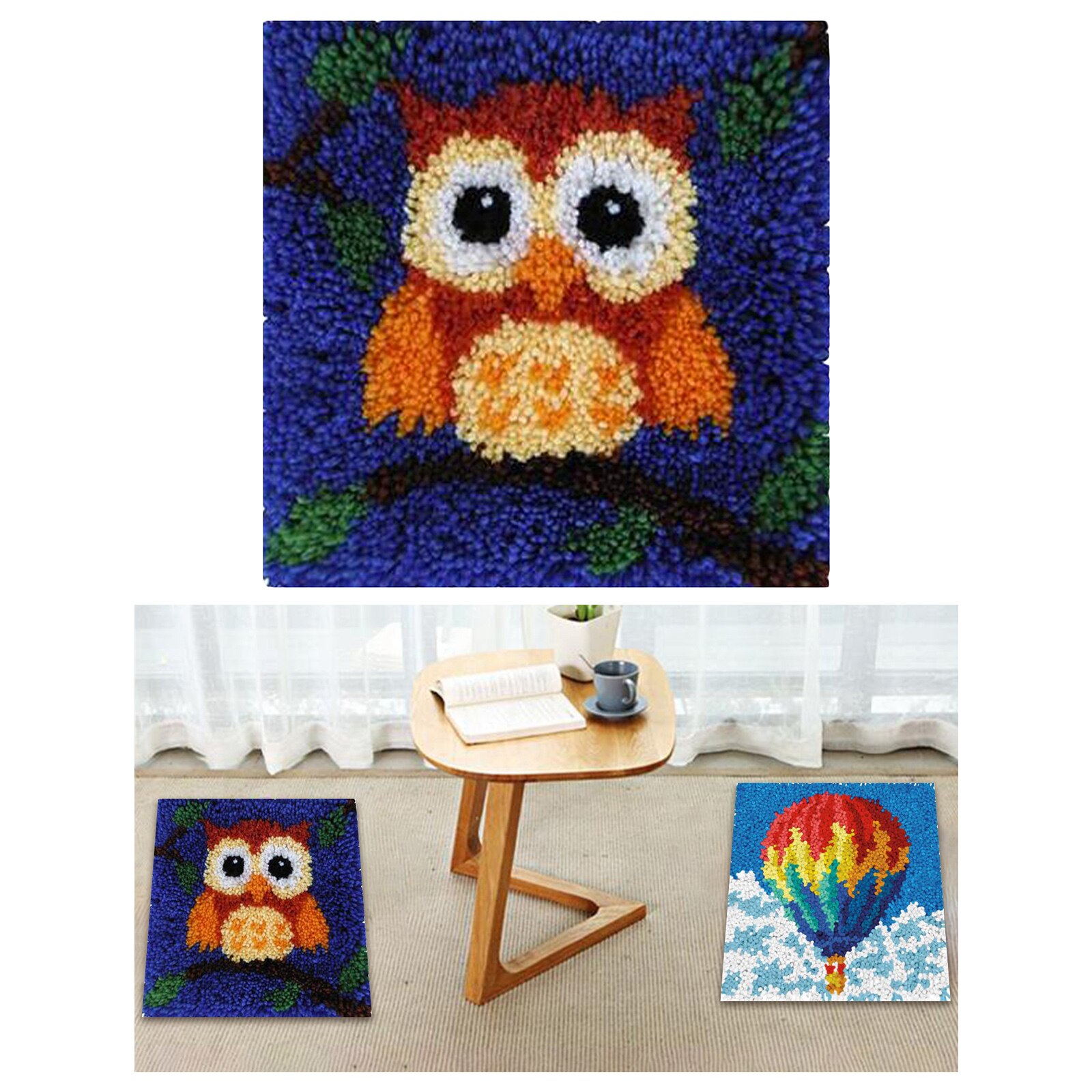 DIY Latch Hook Kit Rugs Carpets Cushion Embroidery Crochets Kit for Kids Adults Beginners