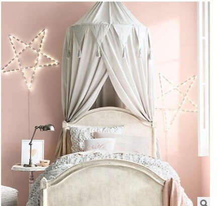 Nuovo e Moderno Della Ragazza Della Principessa Letto Mantovana chiffon Baldacchino di Zanzara Netto Gioco Da Bambini Tenda Tende per la stanza Del bambino: Grigio chiaro