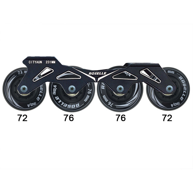 Ruedas y rodamientos para Patines en línea Slalom, Base para Patines deslizantes para adultos y niños, 231, 243mm, marco y 4x80, 76 y 72mm, 90A: 72-76-76-72mm