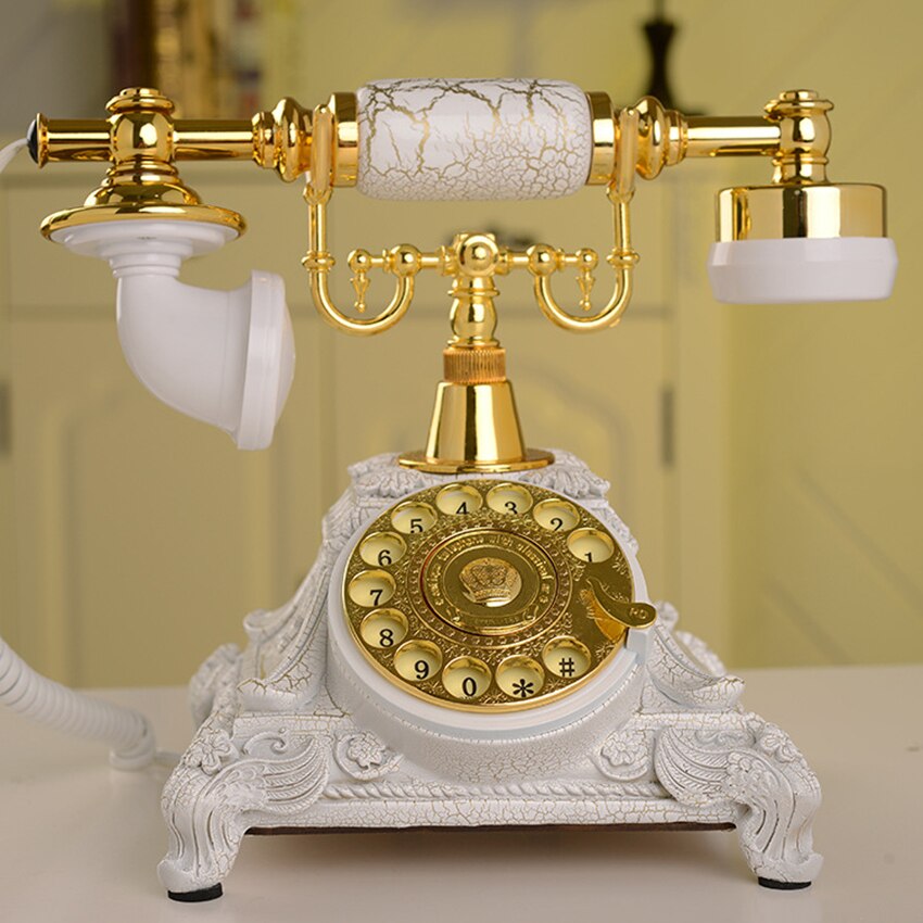 European Antique Telephone Rotary Dial Retro Landline Phone with Mechanical Ring, Speaker and Redial Function for Home