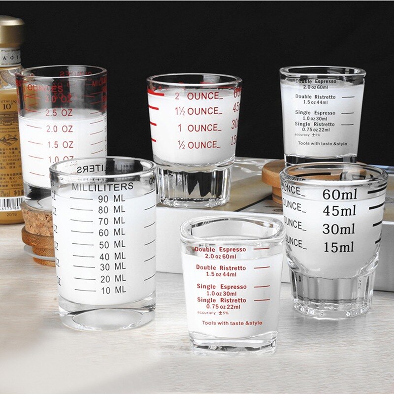 30/60 ml glas målebæger espresso shotglas flydende glas ounce kop med vægt køkkenmål værktøj forsyninger