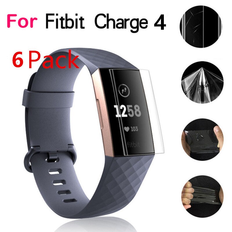 Protective Case Cover For Fitbit Charge 3/4 Smartwatch Transparent TPU Skin Case Shell Protector Dust-proof Anti-scratch: 6pcs Charge 4 film