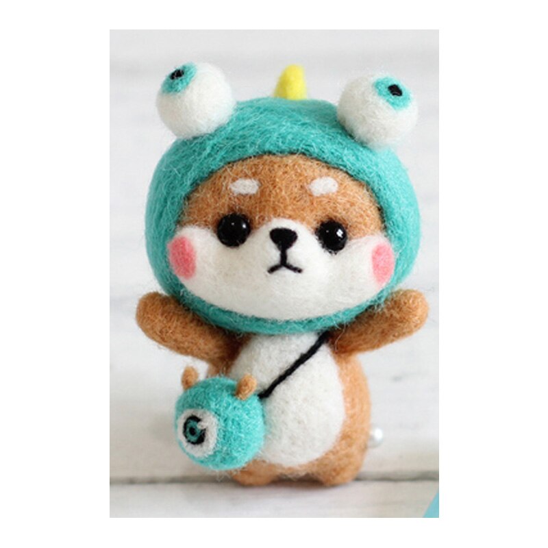 1 set wool for Felt DIY Package Hamsters, cats, dogs, Christmas , stamps needle felting, Shiba Inu Set animals: Light Yellow