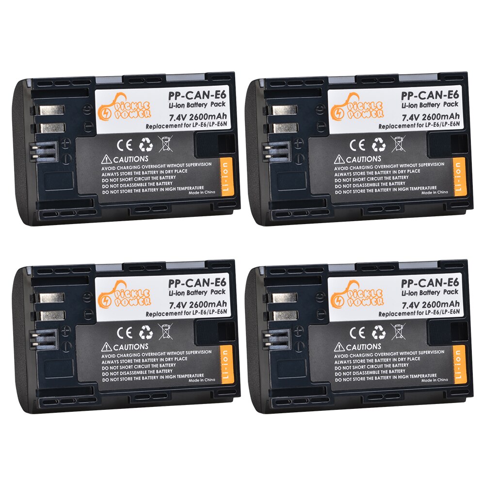 LP-E6 LP E6 LPE6 LPE6N batería + LED construido-en el cargador Dual USB para Canon EOS 5D 6D 7D 60D 70D 80D Mark II Mark III: 4 battery