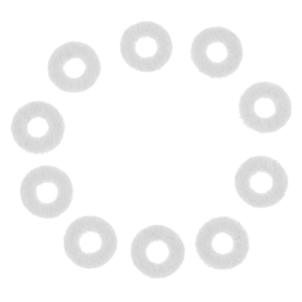 Arandelas de fieltro de trompeta, almohadilla de cojín, accesorio de piezas de instrumentos de latón, 10 piezas: White