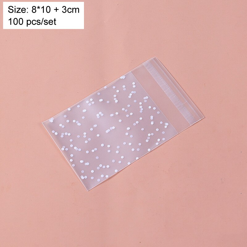 100Pcs Transparante Dot Cookie Plastic Zakken Zelfklevende Diy Koekjes Snack Snoep Pakket Verjaardag Bruiloft Decor Bakken Levert: 8x10cm