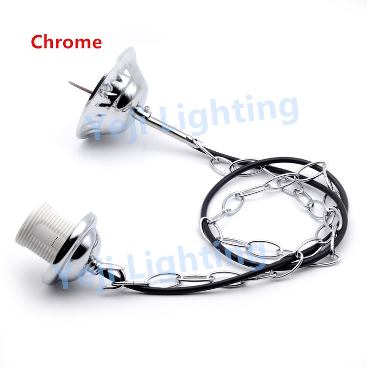 Auvent de plafond avec chaîne câble fil ensemble de câbles E27 Edison support de lampe pour lustre suspension lampe led ampoule accessoires d'éclairage: Chrome