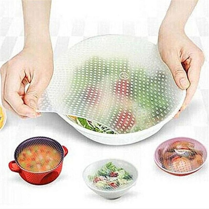 Multifunctional Silicone Food Wrap Clear Reusable Silicone Wraps Seal Cover Stretch Fresh Wrap Stretchy Wrap Cover Kitchen Tools