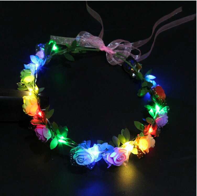 Vrouwen Meisje LED Knippert Lichtgevende Licht Bloem Hoofdband Haarband Hoofddeksels Kerst Bruiloft Glow Party Supply: 15