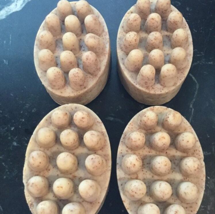 Pr378 massagesæbeform silikoneharpiksform 4 hulrum til gør-det-selv-sæbeform ellipseform aromaterapi massageform  pr378