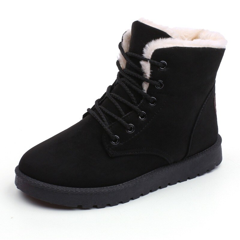 Dameslaarzen winter warme sneeuwlaarzen dames laarzen mujer veter enkellaarsjes met bont dames winter damesschoenen zwart  nm01: Zwart / 39