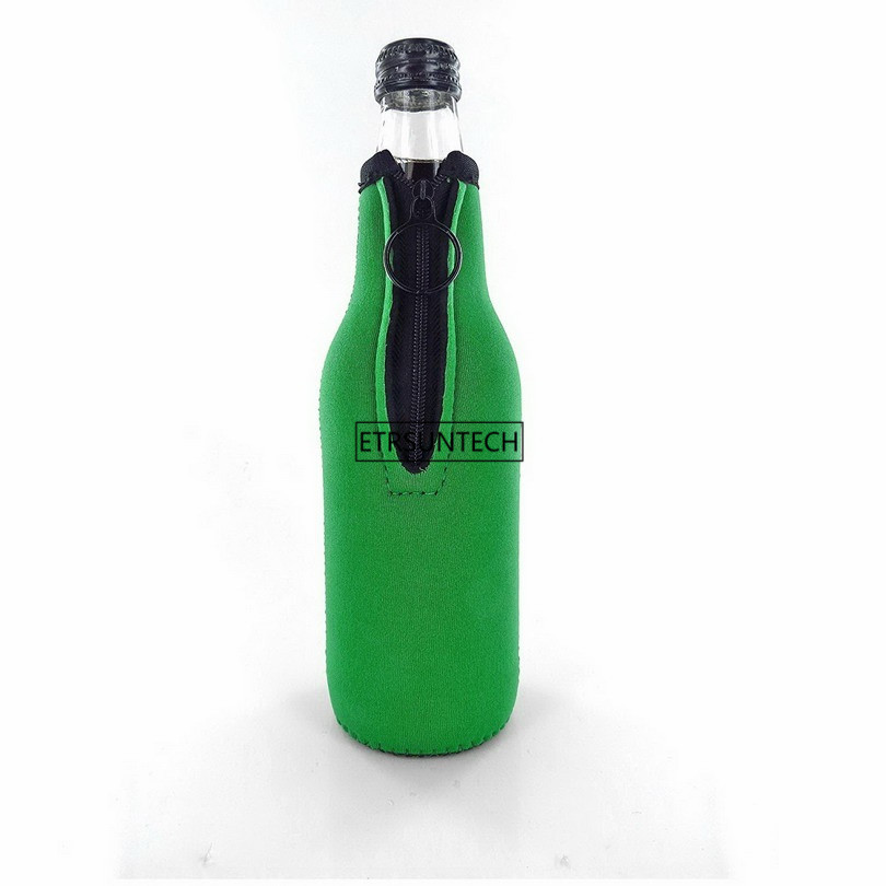 6pcs Beer Bottle Cooler Sleeves with Ring Zipper Collapsible Neoprene Insulators for 12oz 330ml Bottles Party Drink Coolies