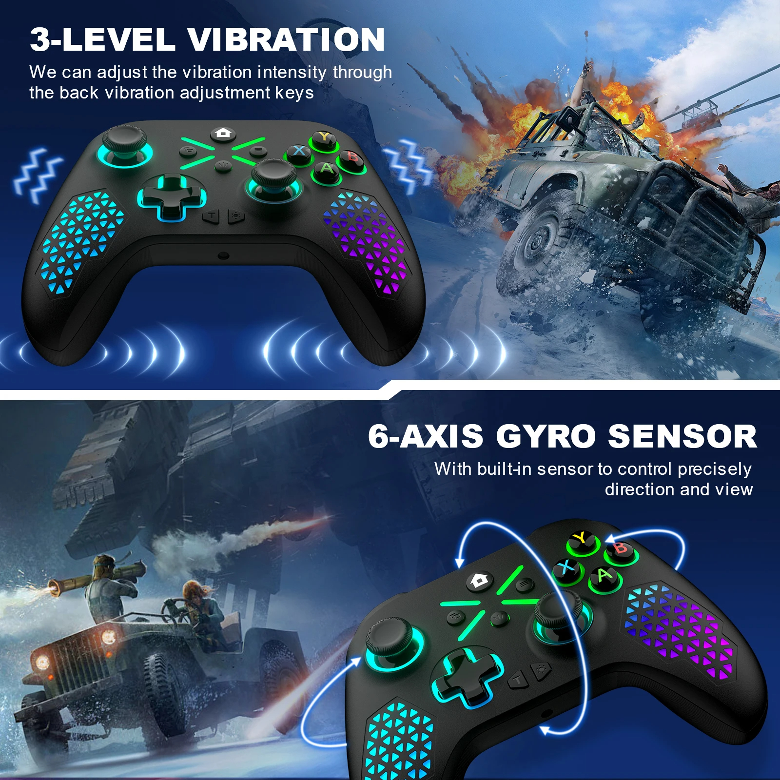 RGB Wireless Controller For Windows PC/Xbox One/xbox Series X/S With 650mah Battery gamepad Multi-Function Joystick Controller