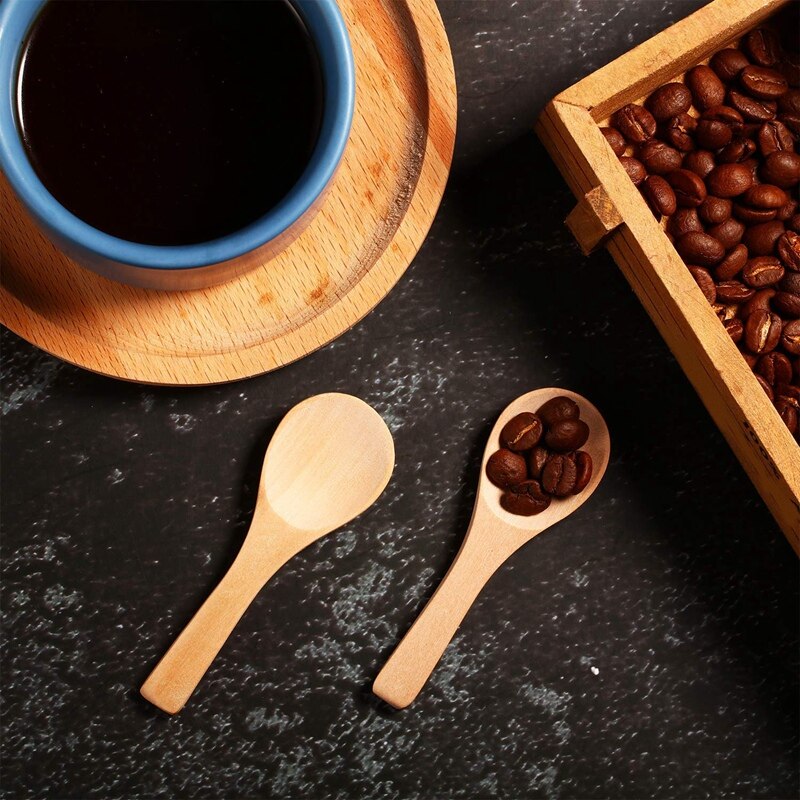 30 stück Kleine Holz Löffel Mini Natur Holz Löffel Mini Verkostung Löffel Gewürze Salz Löffel für Küche Kochen Gewürz