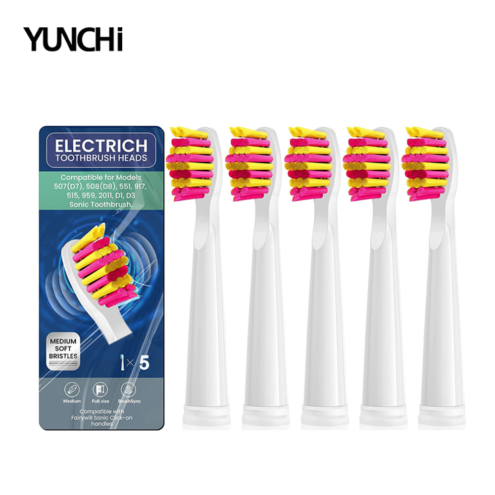 per testine per spazzolino Fairywill Sostituzione spazzolino elettrico sonico Du Pont testa FW-507/508/515/551/917/959/2011/D1/D3/D7: Argento