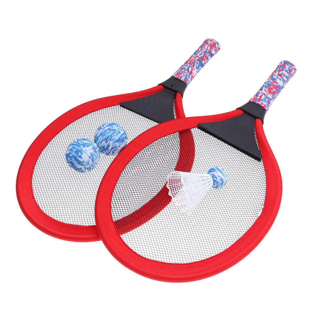 1 Pair Children's Tennis Racket Kids Palying Badminton Oval Rackets Game Props for Kindergarten Primary School Outdoor Sports (O: Red