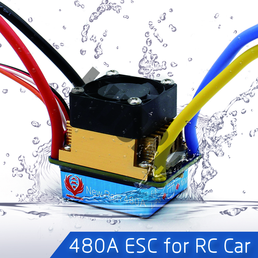 480A Waterproof Brushed ESC Speed Controller with 5V/3A BEC for 1/10 RC Car Crawler Axial SCX10 Pro Capra Redcat Gen8 Tamiya HSP