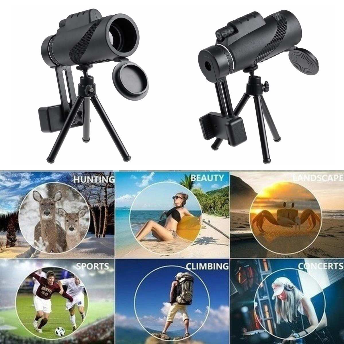 80x100 HD Monocular Starscope Telescope Monocular BAK4 Prism Lens Phone Camera Zoom Starscope Monocular Telescope