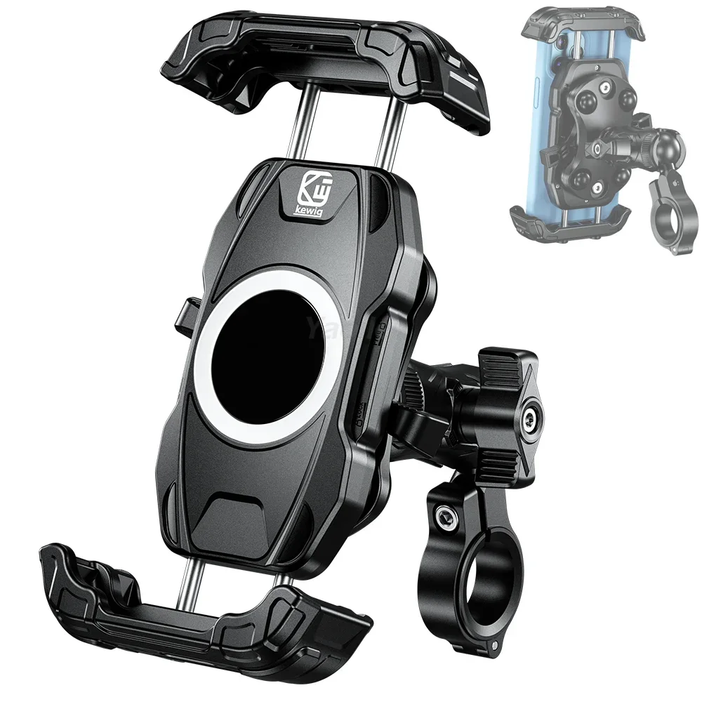 Motorcycle Phone Mount Holder Vibration Dampener Secure Lock Bike Handlebar Phone Mount for 16/15/ 14/13 Pro Max 5.4-7.2" Phones