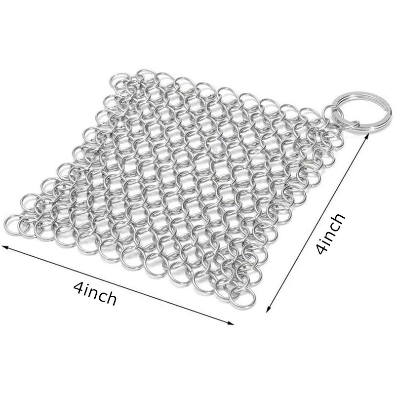 Edelstahl Gusseisen Reiniger 316L Kettenhemd Pfanne Schaber Scourer Draht Schüssel Topf Reinigung Küche Pinsel Startseite Zubehör: 4X4 Zoll