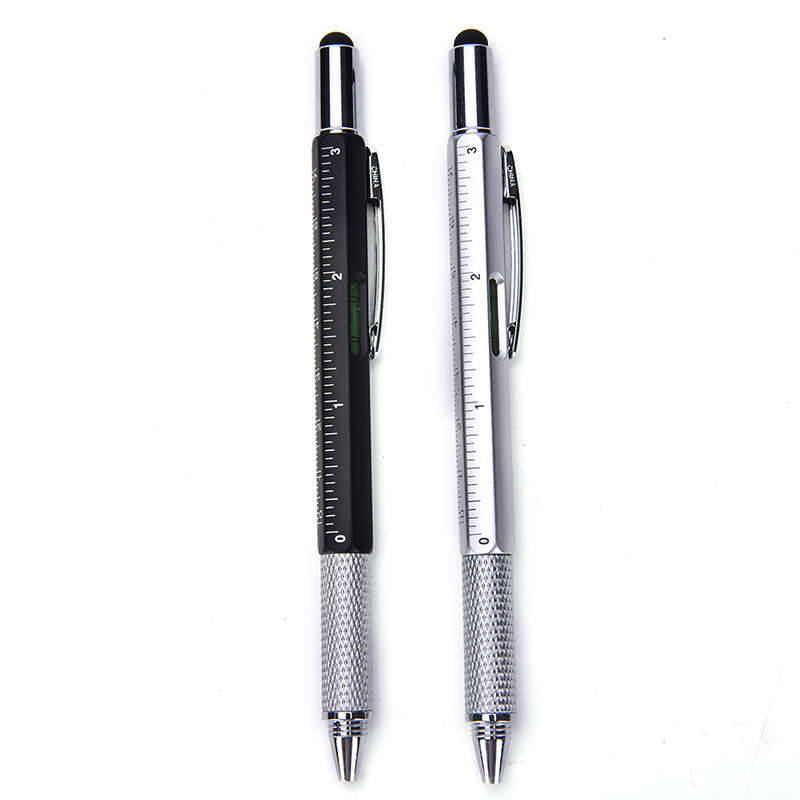 Lomme 6 in 1 multifunktions pen med berøringsskærm lineal multihoved mini skruetrækker flad hoved og stjerneskruetrækker