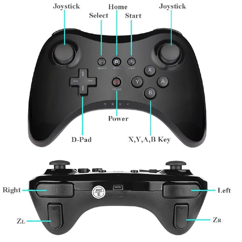 Gamepad per Nintend Wii U pro controllore USB classico doppio Analogico Senza Fili di Bluetooth a distanza Controle per WiiU pro U