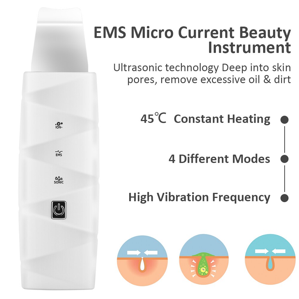 Heated Skin Scrubber Face Spatula Blackhead Remover Pore Cleaner Facial Lifting Tool Comedones Extractor for Deep Cleansing