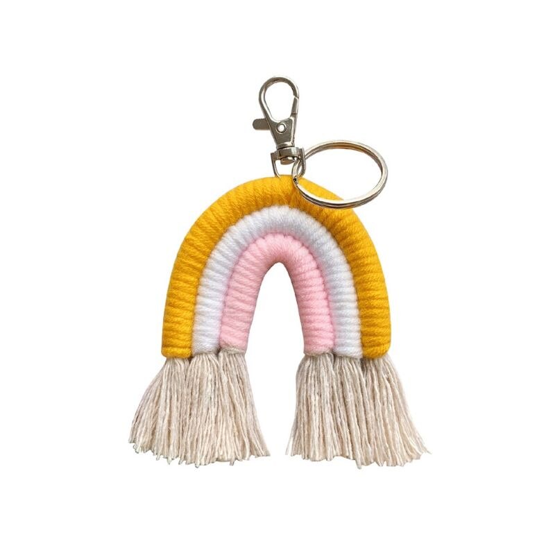 Weben Regenbogen Schlüsselanhänger Boho schlüssel Halfter Schlüsselring Macrame Tasche Charme Auto Hängen 19QB: 13