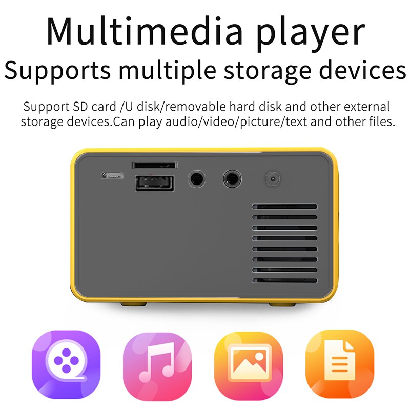 T300 110-240V Pro Led Mini Projector Ondersteunt 1080P Av Hdmi-Compatibel Usb Audio Projector Hd home Cinema Media Video Player