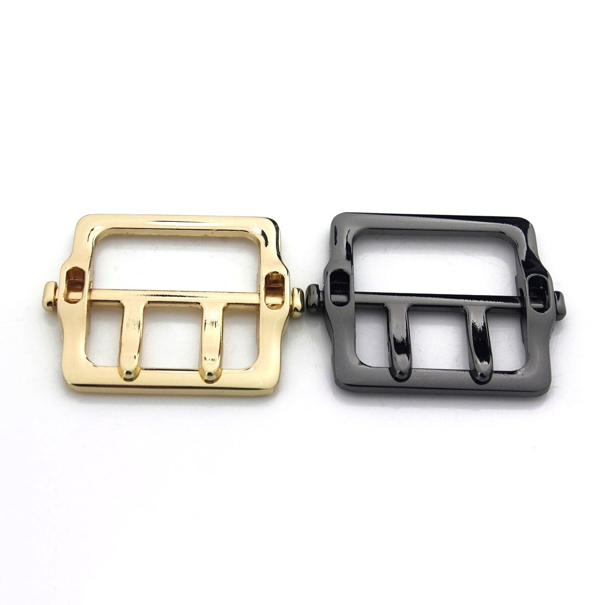 Boucle en métal rectangulaire à Double aiguille pour sac artisanal en cuir, sangle de ceinture, accessoires de bricolage, 1 pièce