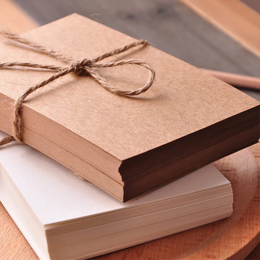 Puste kartki zaproszeniowe, kartki w stylu pocztówek, standardowe proste rogi, 9,5x14,5 cm, 50 arkuszy/zestaw, biały/kraft brązowy