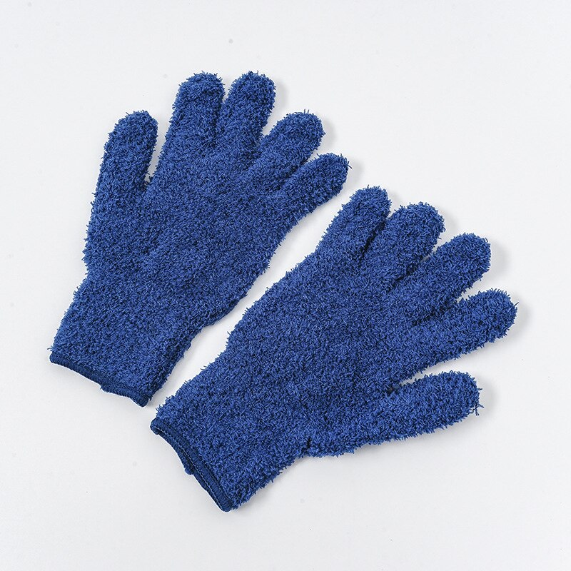 Gants anti-poussière en microfibre, 1 paire, en molleton de corail, pour le nettoyage et les travaux ménagers, absorbant: dark blue
