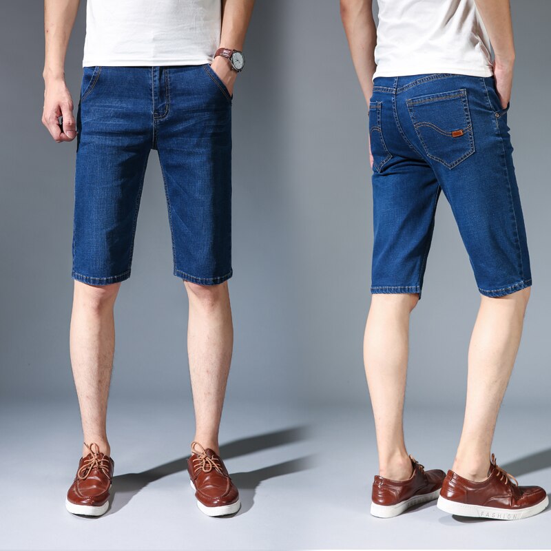 De D'été Mince En Denim De Coton de Mâle Court Hommes Genou Longueur Bleu Doux Décontracté Short
