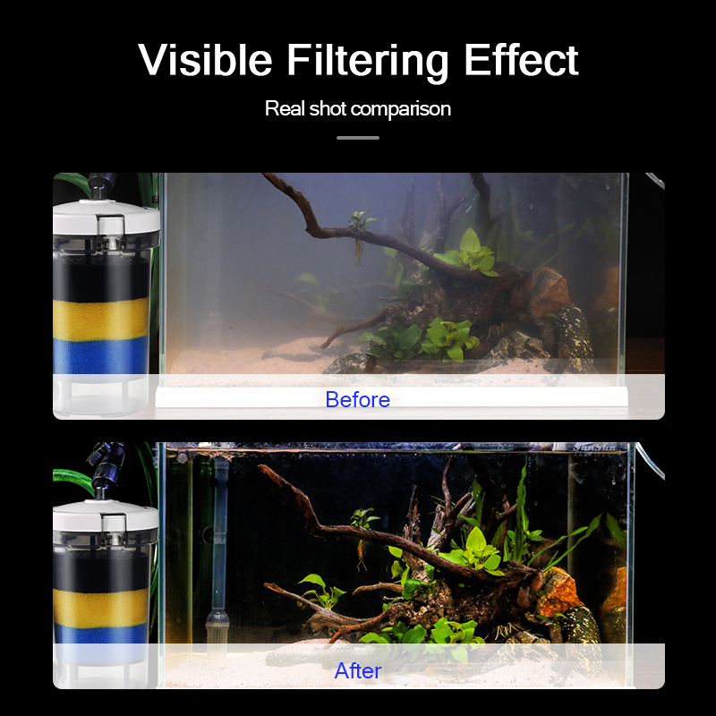 Prefiltro SUNSUN, barril de filtro bioquímico para tanque de peces, cubo de filtro de acuario externo transparente ultrasilencioso