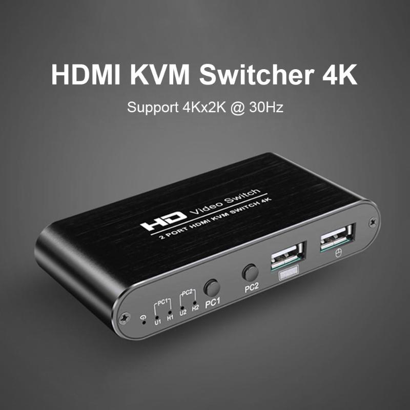 2 Port Hdmi Kvm Switch 4K X 2K Ultra Hd Switcher Voor Dual Monitor Toetsenbord Muis