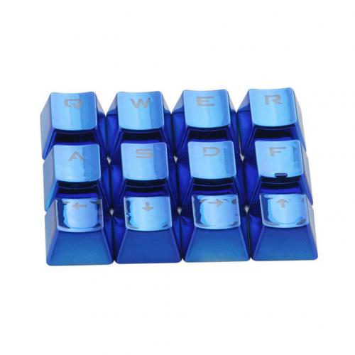 12 Pcs/Set PET Electroplating Gaming Keyboard Key Caps English Replacement Button Set for Game Keyboard Key Cap Switches: Blue