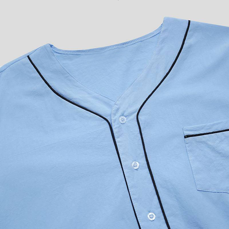 Pijamas de manga larga con cuello en V para hombre, ropa de casa suelta, Color sólido, Premium, camisón