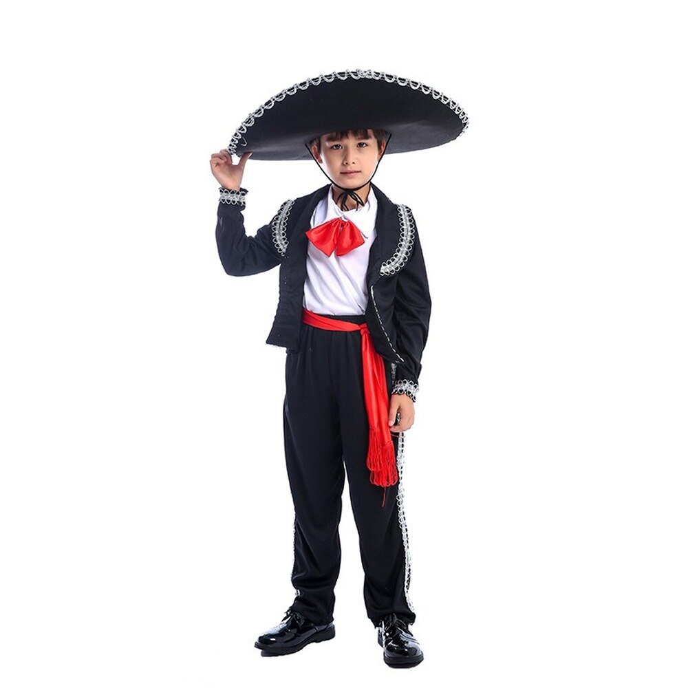Garçons traditionnel mexicain Mariachi Amigo danseur chapeau chemise pantalon veste ensembles Halloween fête habiller enfants carnaval spectacle tenues