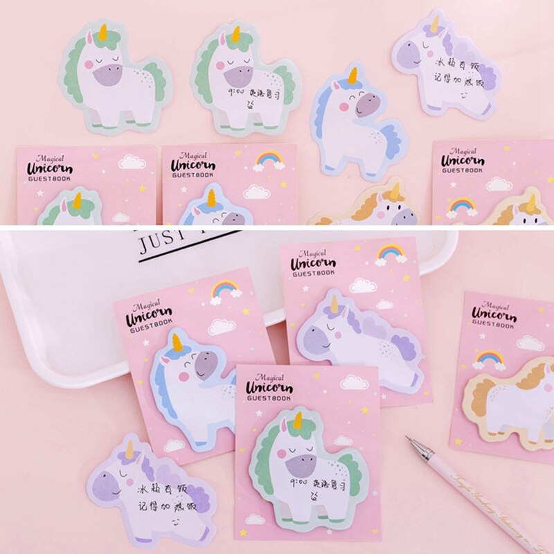 Cute Pink Girls Heart Unicorn Notebook Sticky Notes Student Diary Learning Office Stationery For Girls Learning Supplies