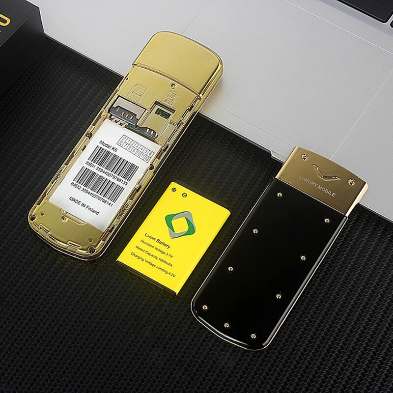Barra di sblocco del telefono di Vendita di Lusso Di contralto Livello K6 BT Quadrante Cassa del Metallo doppio Sim Firma design Classico Russo Chiave Greco Memu nessuna Fotocamera