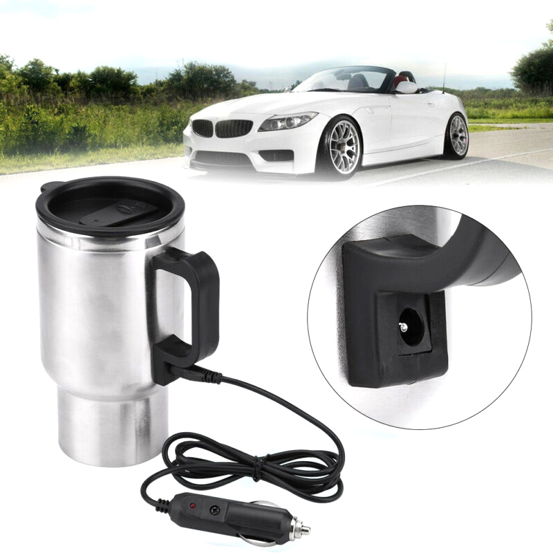 DC 12V 500ml Travel Heated Boiling Mug Coffee Tea Water Cup Car Electric Kettle.