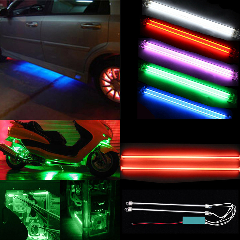 Luz de tubo de neón para interior de coche, 2 uds., 15/30CM, caja de ordenador Interior para motocicleta, lámpara de ambiente de estilo de coche, accesorios para coche
