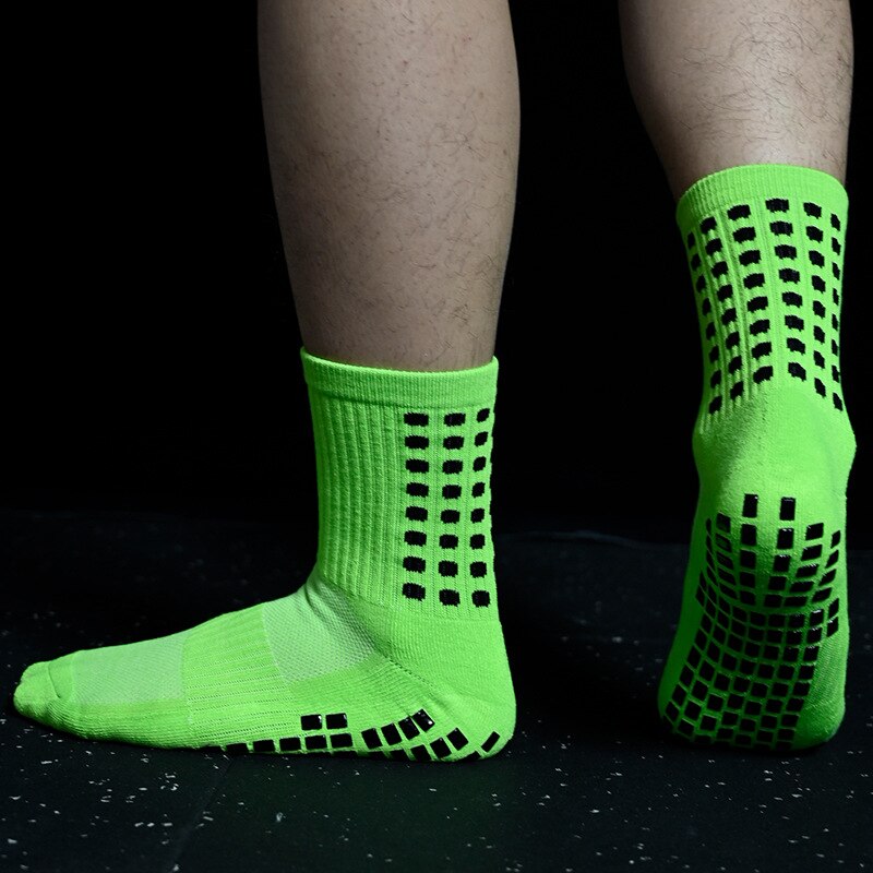 Sport Anti Slip Voetbal Sokken Katoen Voetbal Mannen Grip Sokken Calcetines: green