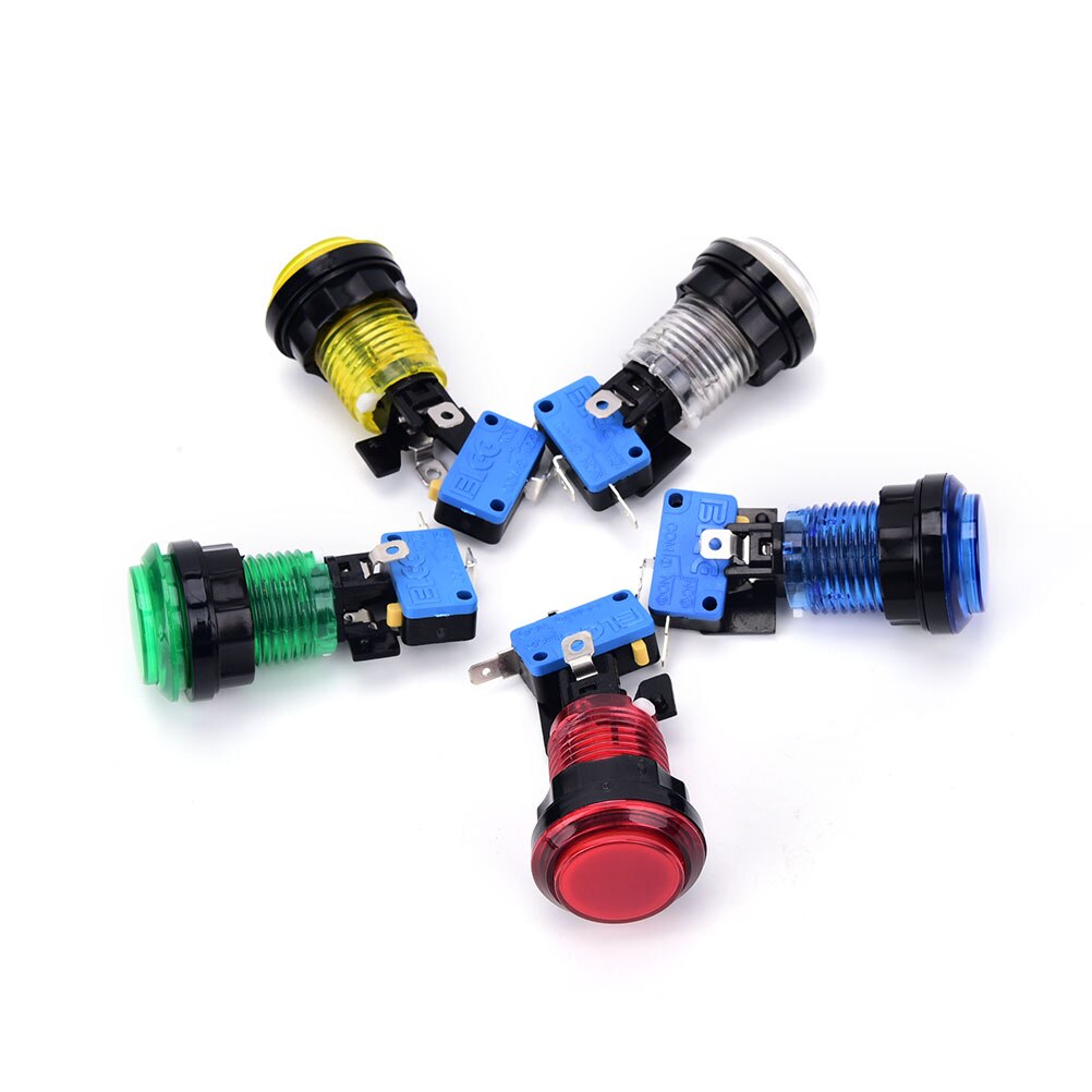 1 stuk led-licht verlichte ronde arcade videogame-speler drukknopschakelaar 5 kleuren 32mm