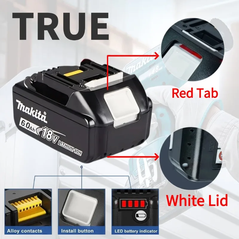 Batería Original Makita de 18V para batería de 6Ah BL1860 BL1850B BL1850 BL1840 BL1830B batería de litio de repuesto Makita