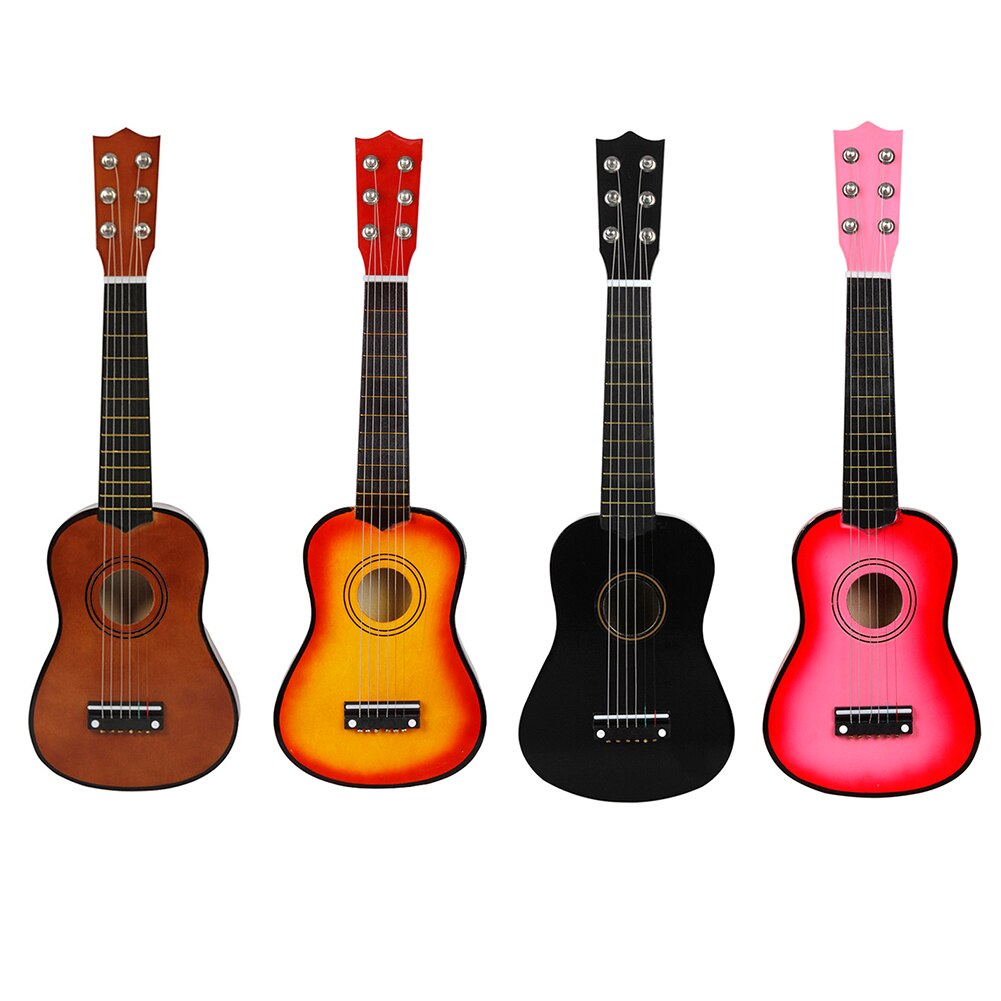 21 inch Basswood Ukulele 6 Strings Small Bass Acoustic Guitar Musical Instruments with Picks for Children Kids Beginners