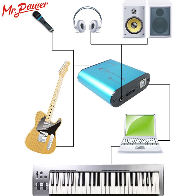 Uteck Guitar Cube ASIO Chord USB Audio Interface(DI) Fit For Soft(Guitar Rig JAMVOX AmpITube) 240 B