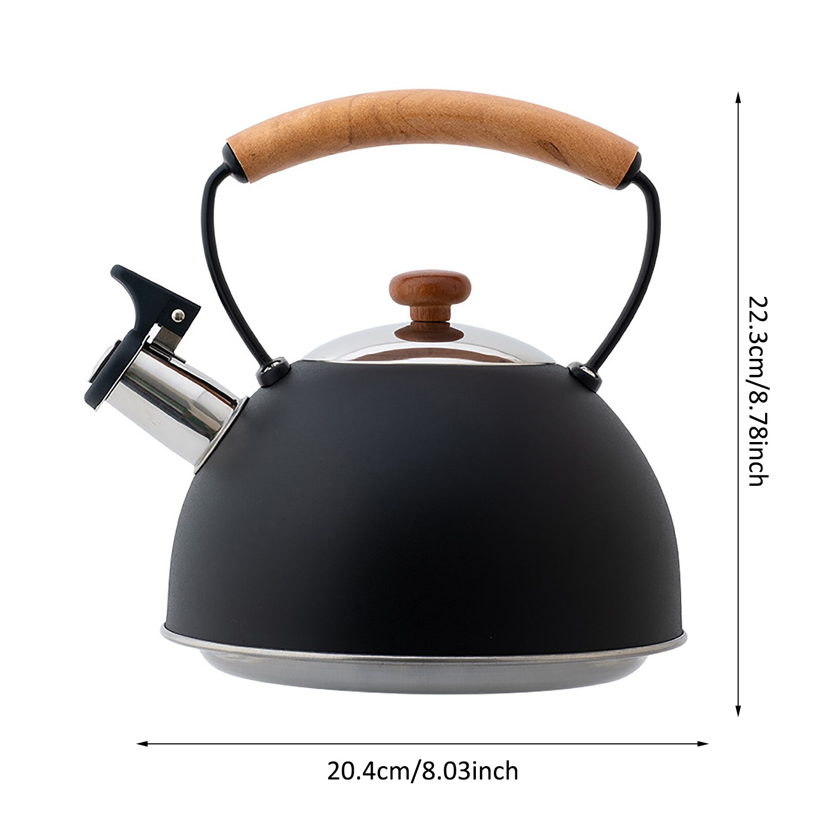 Whistling Kettle 2.5L Stainless Steel Whistle Tea Kettle Water Bottle Tea Pot Kitchenware For Gas Stove Induction Cooker: Black