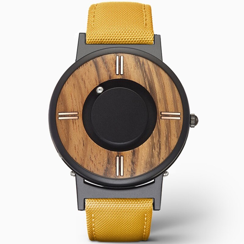 Echt Holz Uhr Kreative Holz Zifferblatt Männer Uhren Magnetische Magnet Metall Ball EUTOUR Mens Retro Quarzuhr Männlichen Saat reloj: 7